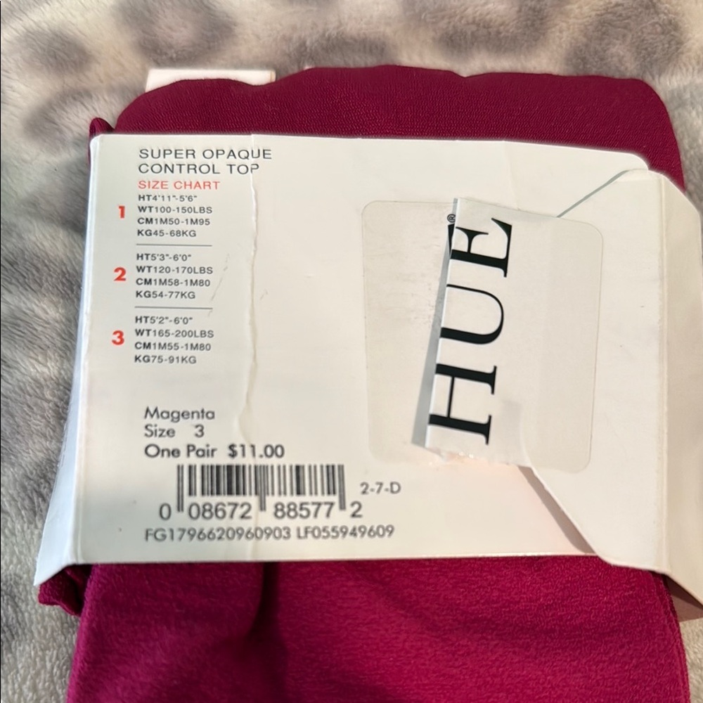 HUE Bold Fuchsia Opaque Tights - Picture 2 of 3